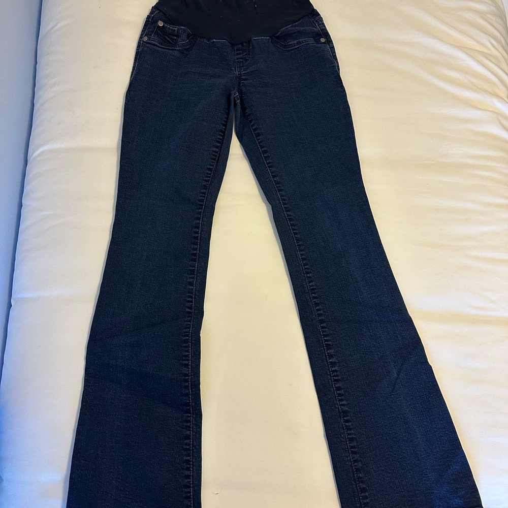 Indigo Blue Boot Cut Maternity Leg Jeans in Classic Blue